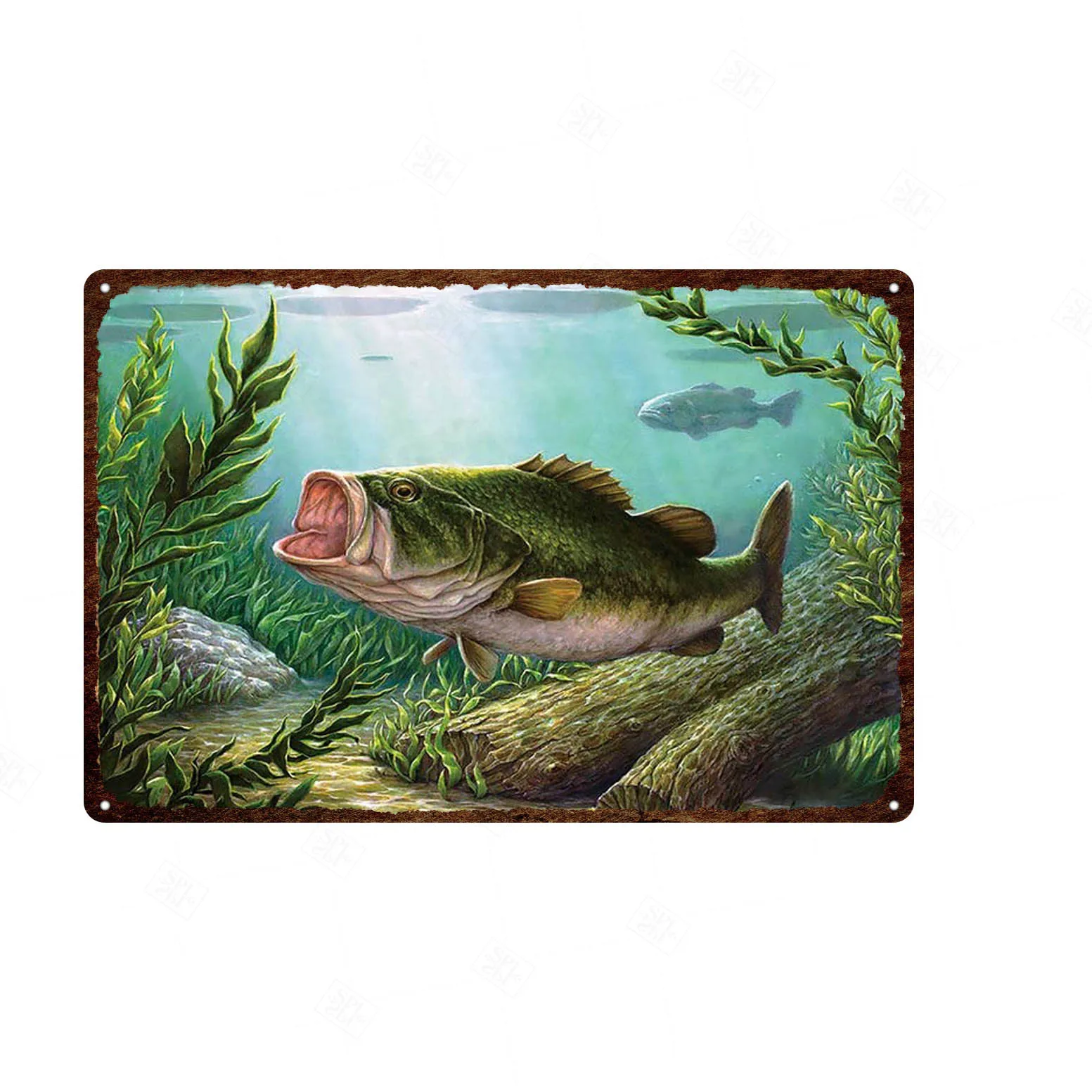 Знак в виде рыбы потертый шикарный винтажный стиль металлический знак животного