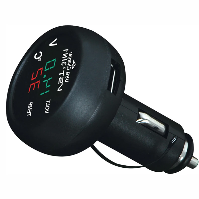 Car Power Cigarette USB Charger Thermometer Voltmeter Digital Socket Lighter Reliable LED Ammeter Tester Battery Capacity | Автомобили и