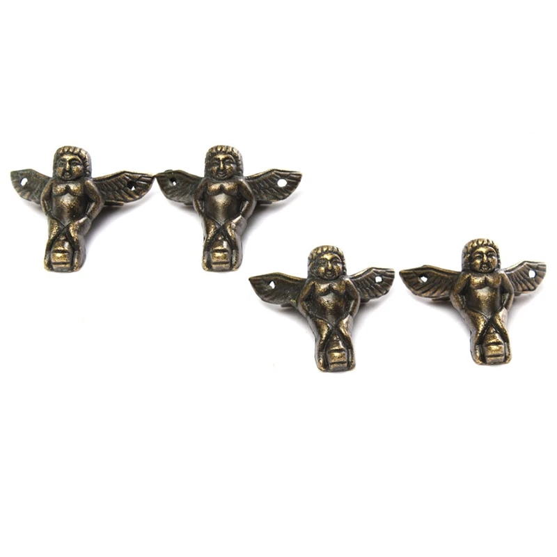 4 шт. антикварная маленькая Ангел деревянная шкатулка для украшений чехол ног