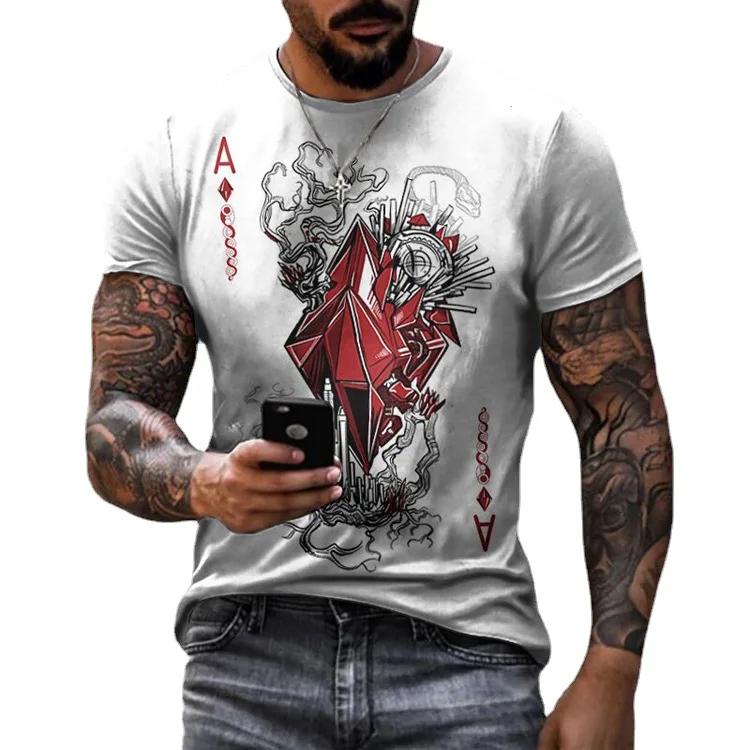 

2021 new men's casual round neck short sleeve digital printing slim fitting Pullover men's T-shirt