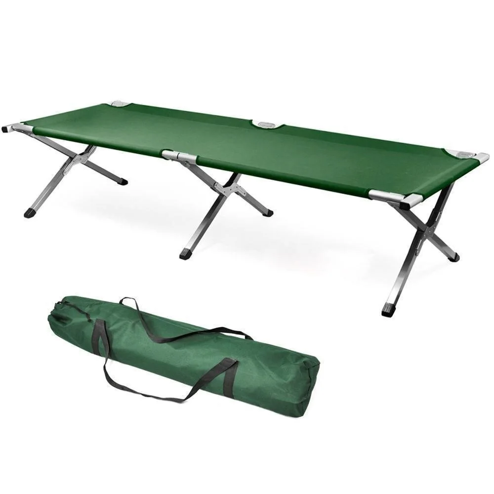 

Outdoor Portable Folding Camping Cot Bed with Carry Bag Hiking Fishing Chair Bed 600D PVC Oxford Steel Frame