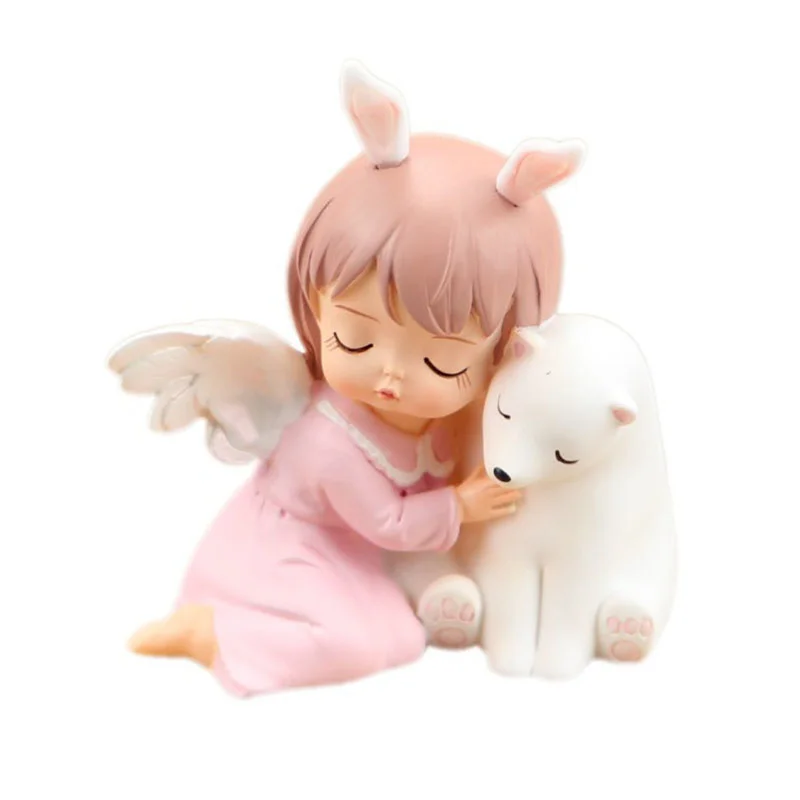 

Angle Girls with Wing Resin Crafts Micro Landscape Ornament Miniature Girl Prayer Figurines Doll House Ornament Children Gift