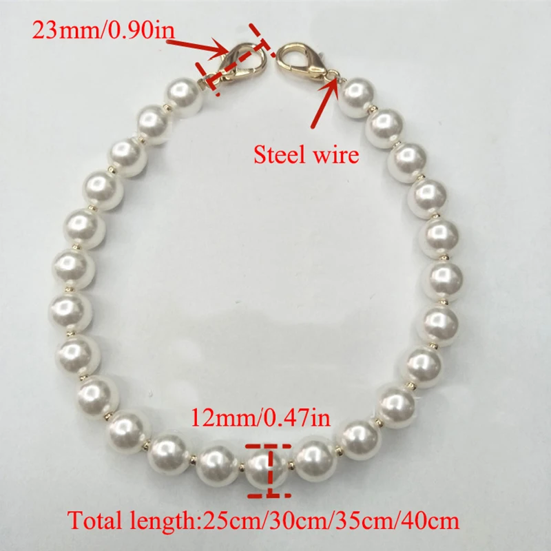 Pearl Beaded Short Bag Straps 25cm/30cm/35cm/40cm Short Shoulder Belt Purse Handle Diy Chain Bag Accessories images - 6
