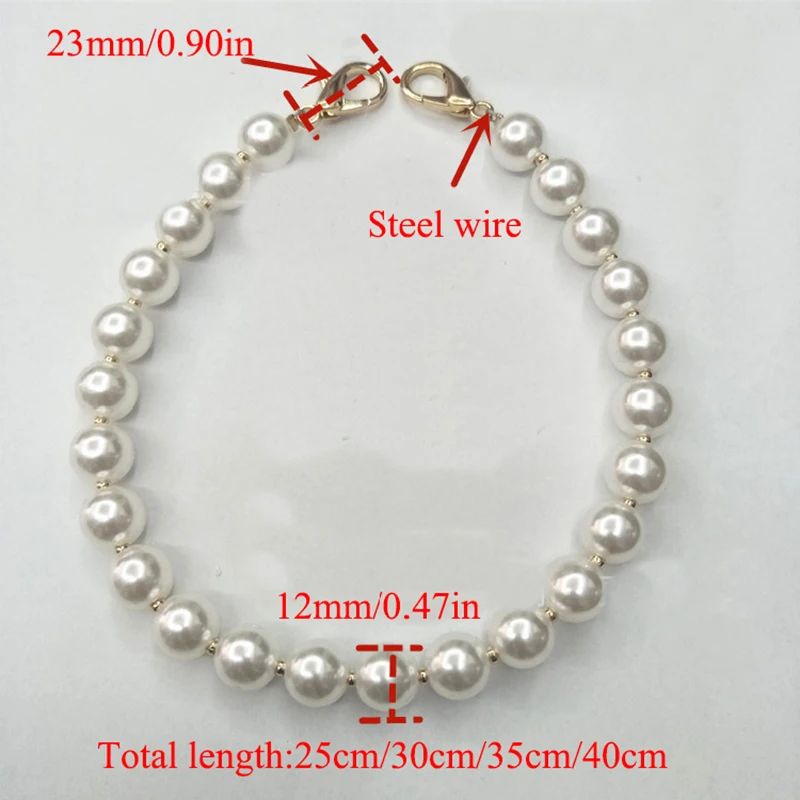 Pearl Beaded Short Bag Straps 25cm/30cm/35cm/40cm Short Shoulder Belt Purse Handle Diy Chain Bag Accessories