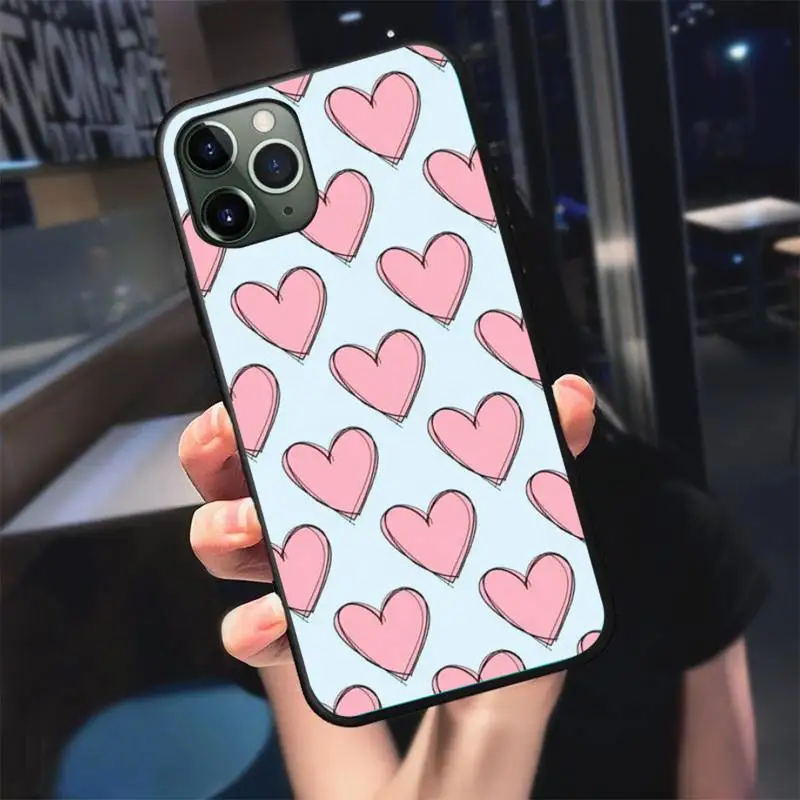 

cute love heart Phone Case For iphone 7 8 plus x xr xs 11 12 mini pro max black soft nax fundas cover