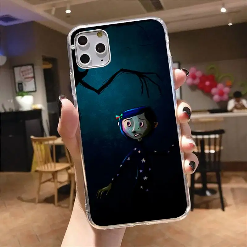 

American cartoon movie Coraline Phone Case Transparent for iPhone 6 7 8 11 12 s mini pro X XS XR MAX Plus