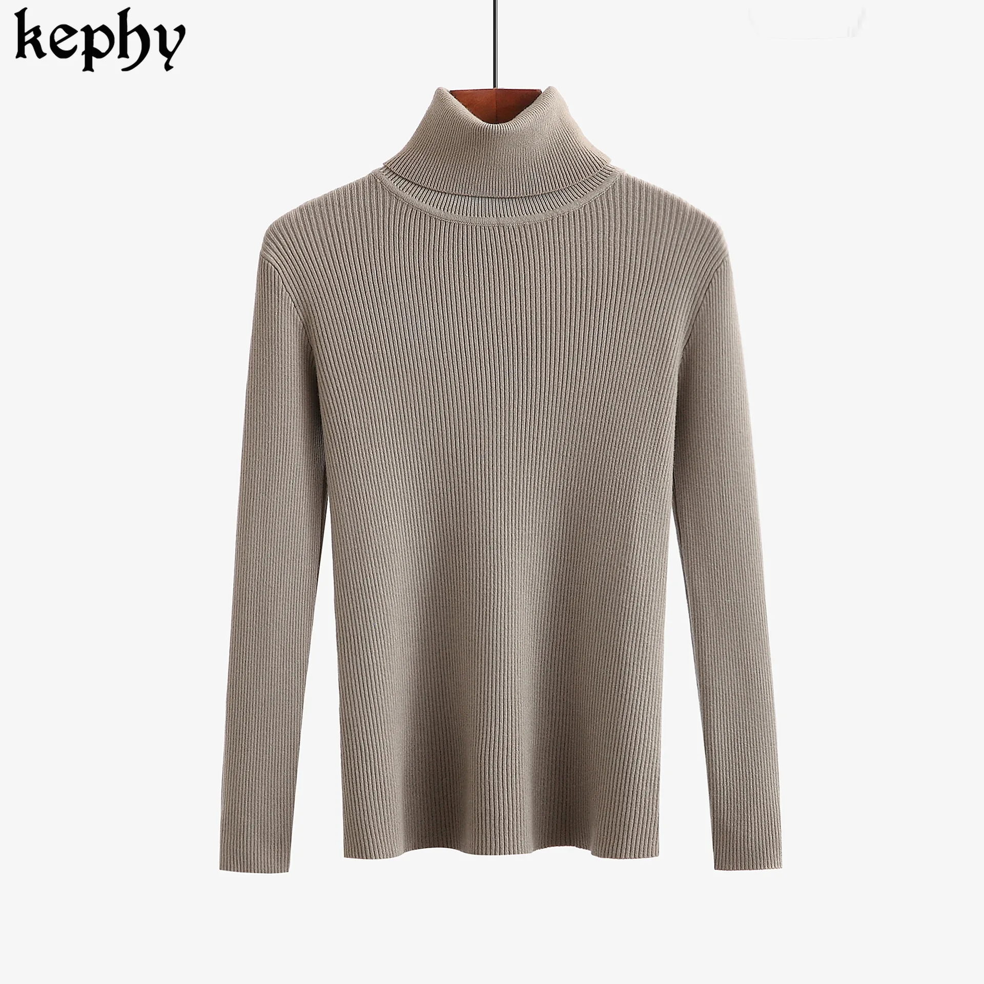 

2020 sweater women's autumn winter Pullover Korean high neck slim thin bottoming shirtskin friendly brown top