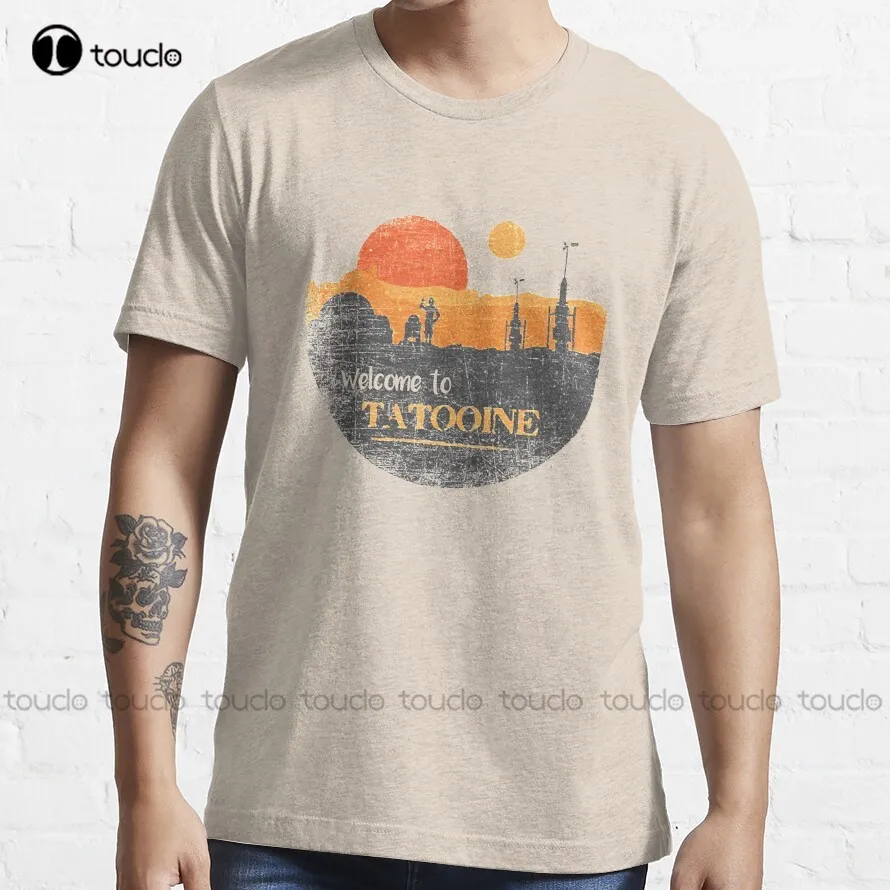 

Tatooine солнце Солнечный закат, винтажные Ретро-футболки с забавными рисунками, оригинальные футболки для подростков в стиле унисекс с цифров...