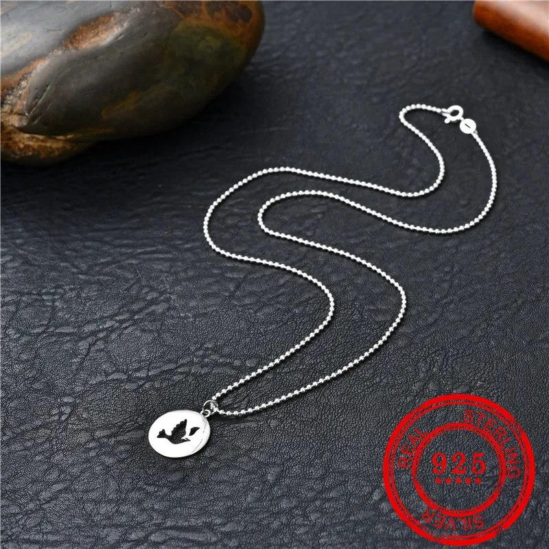 

Fashion necklace 100% sterling silver 925 necklace round silver pendant necklace ladies birthday gift accessories