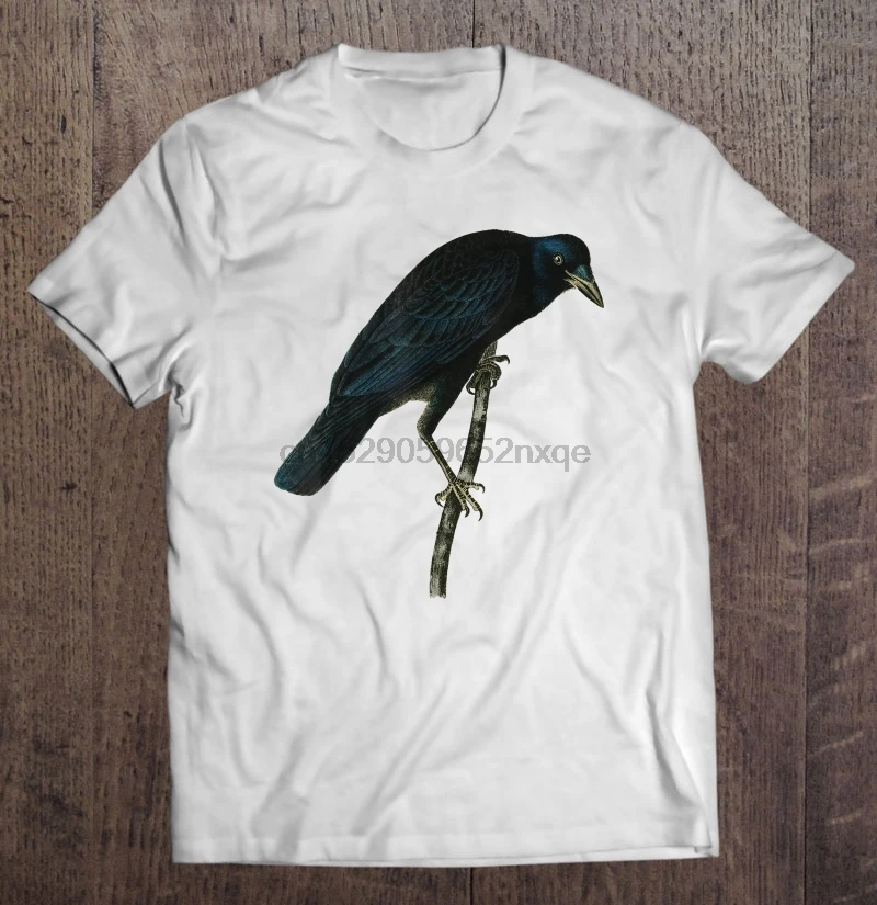 Мужская забавная Футболка модная футболка Черная вороны птица женская