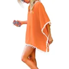 Отделка кафтан шифоновое пляжное платье накидки кисточки купальники женские пляжные Свободные Бикини накидка кимоно