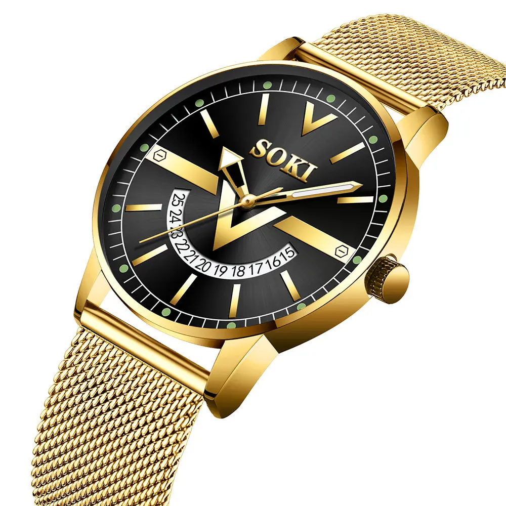 

SOKI Fashion Mens Watches Top Brand Luxury WristWatch Quartz Clock Blue Watch Men Waterproof Sport Chronograph Relogio Masculino