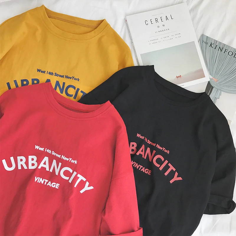 Футболка женская с надписью модная повседневная Свободная рубашка коротким