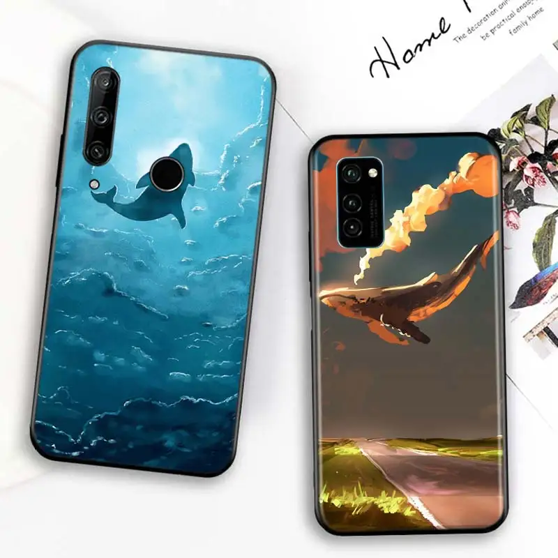 

Bright Black Cover Whale sea animal for Huawei Honor 30 20S 20 10i 9S 9A 9C 9X 8X 10 9 Lite 8A 7C 7A Pro Phone Case