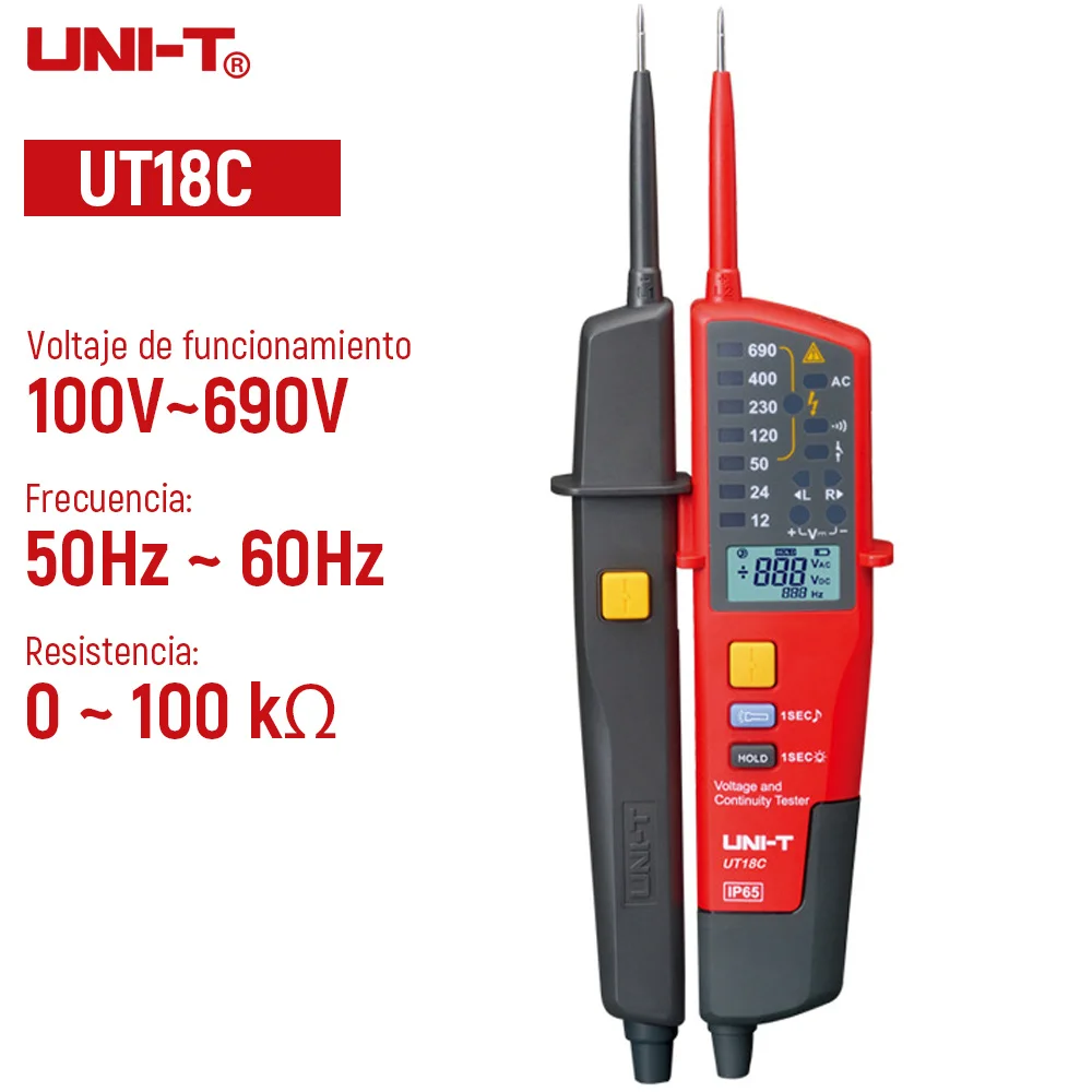 UNI-T UT18D UT18C Waterproof Voltage Meter 690V AC DC voltmeter Detector Test Pen Full LCD Display RCD Test Auto Range CA