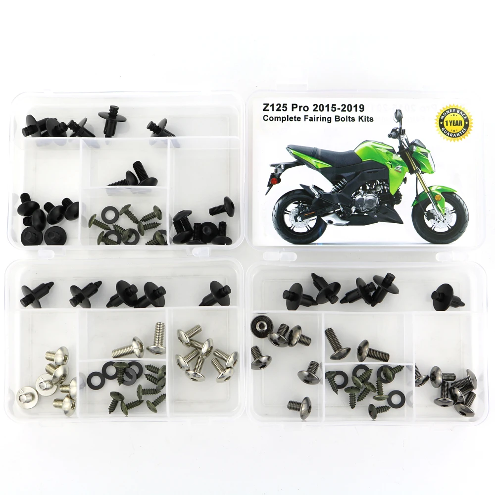 

Fit For Kawasaki Z125 Pro 2015 2016 2017 2018 2019 Complete Full Fairing Bolts Kit Covering Screws Bolts Nut Clips Motorcycle