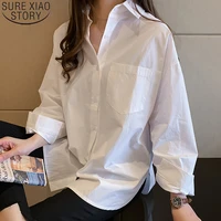 new oversize blouse white long shirt women plus size 4xl loose temperament long sleeve shirt cotton bottoming casual tops 13038
