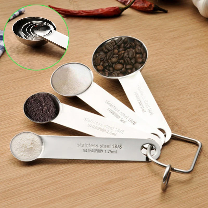 4 шт. набор из нержавеющей стали Мерная ложка лопатка измерительные инструменты и