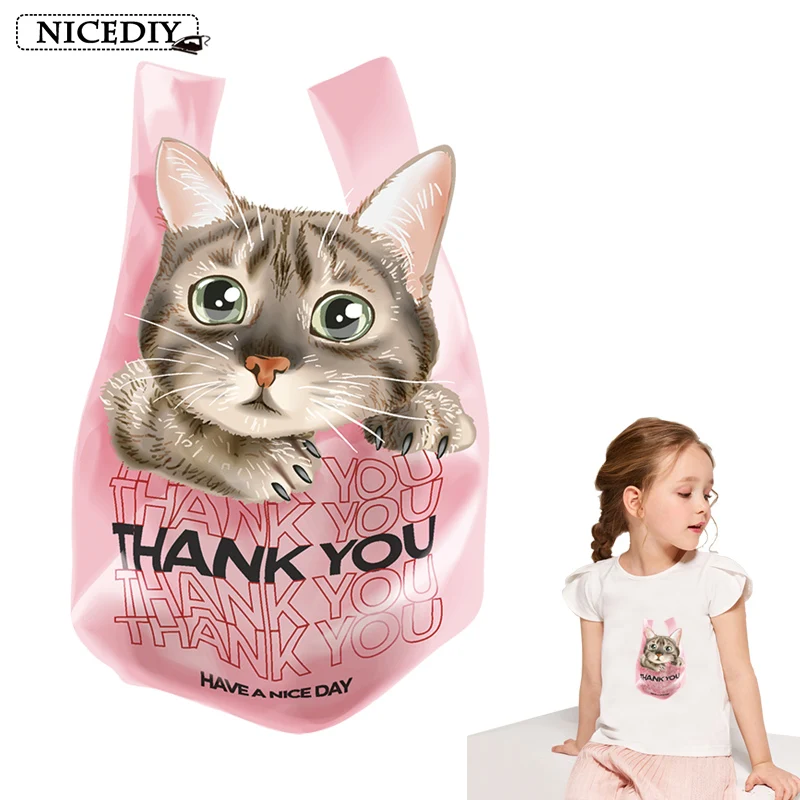 Симпатичная нашивка Nicediy с изображением кошки Термотрансферная виниловая утюгом