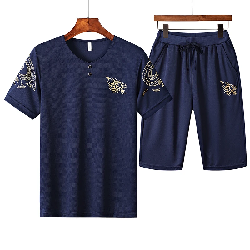 Летний спортивный комплект для мужчин дышащая сетчатая толстовка костюм