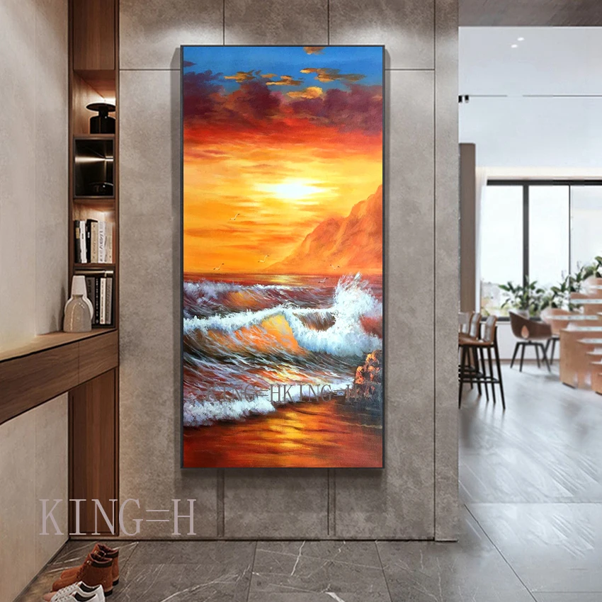 100% Handpainted Realistic Sea Wave Oil Painting On Canvas Art Gift Home Decor Living Room Wall Frameless Picture | Дом и сад