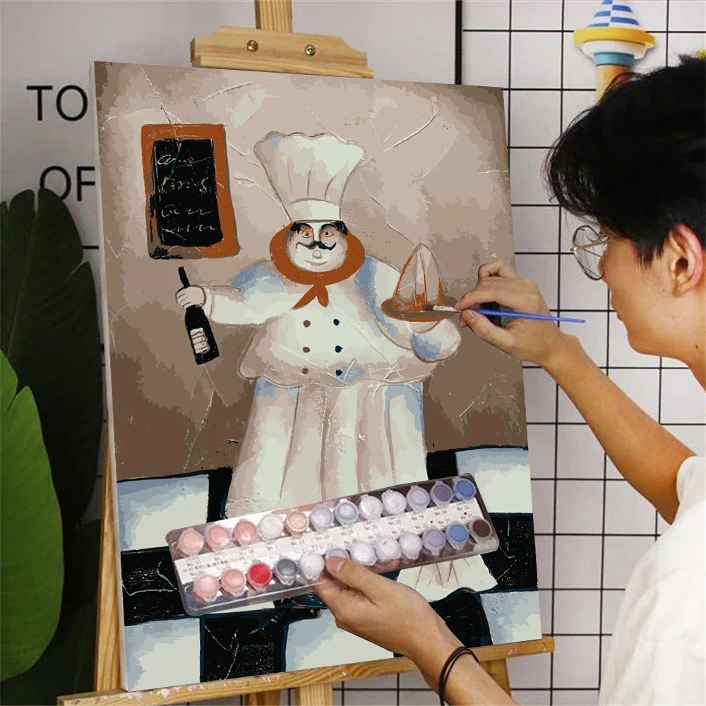 

Home Restaurant Kitchen Decoration Poster Mural DIY Painting By Number Adult Acrylic Paint Art Calligraphy Painting Brush Set
