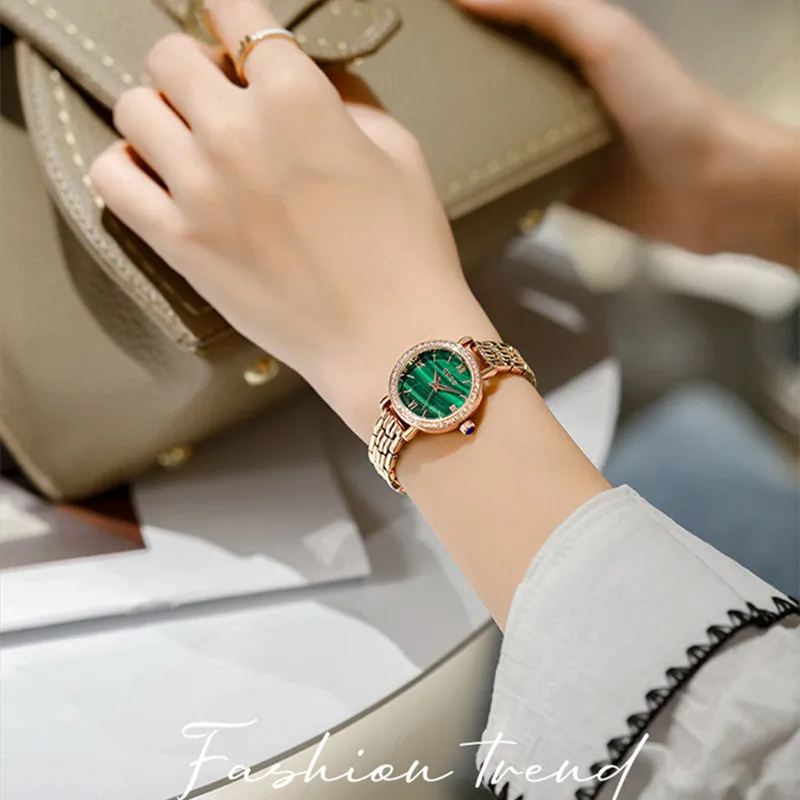 

Malachite Green Thin Bracelets Watches for Women Summer Fashion Dress Wrist watch Quartz Waterproof Analog Watches Korea Relojes