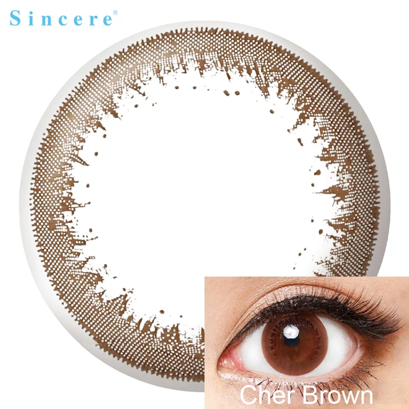 

Sincere vision 6pcs/box Cher Brown contact lens 14.2MM Colored Contact Lenses for eyes yearly degrees Myopia prescription