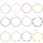 Чокер из бусин в богемном стиле для женщин и девочек, ожерелье в Корейском стиле с цветными маленькими акриловыми бусинами, короткое колье до ключиц, 13 цветов