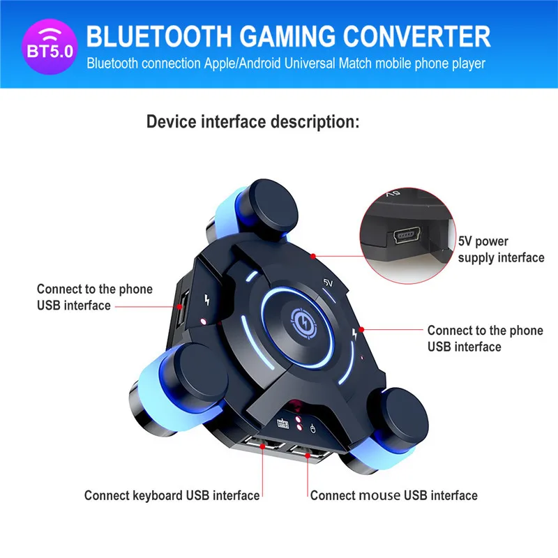 PUBG мобильный геймпад Bluetooth 5 0 игровая клавиатура мышь конвертер планшет