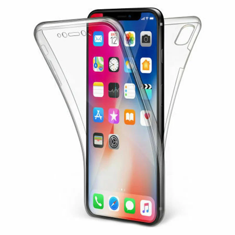 Модный двойной Мягкий силиконовый чехол 360 дюйма для iPhone 5 5S SE 6 6S 7 8 Plus X XR XS Max iPhoneX