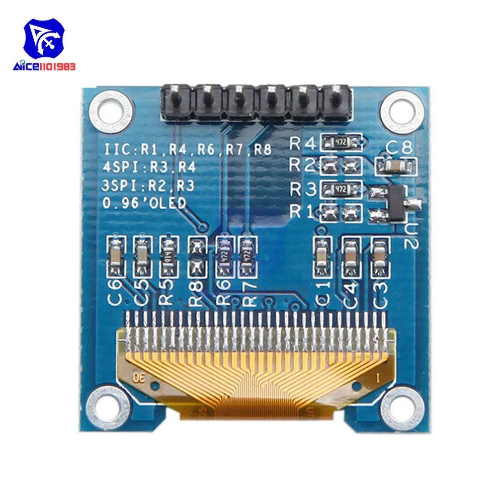 Diymore 0,96 дюймовый SPI igc OLED дисплей SSD1306 128*64 желтый и синий ЖК-дисплей модуль для Arduino 51 SMT32 I/O