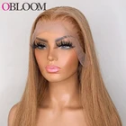 Парики из натуральных волос, прозрачные, медовый блонд, 13x4, с отбеленными узлами, бразильские волосы для женщин, предварительно выщипанные с детскими волосами