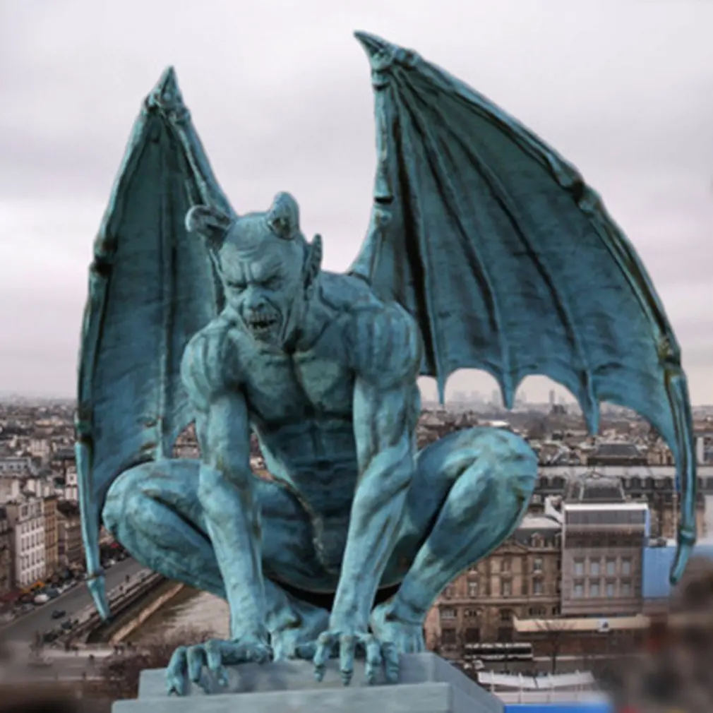 Ретро Статуя из смолы Gargoyle призрак демон крылья ангела летучая мышь монстр