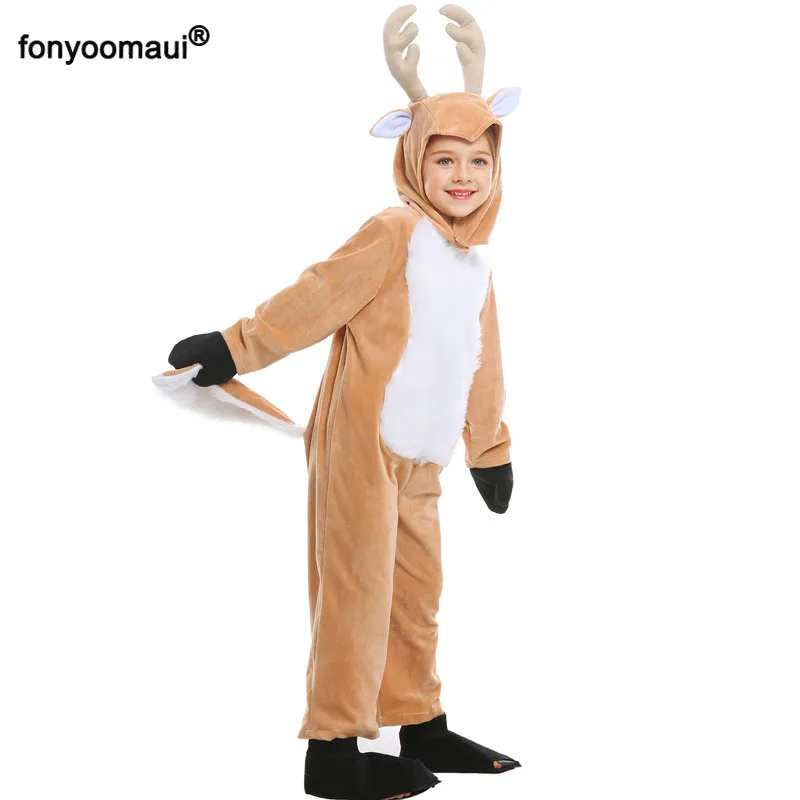Комбинезон для косплея взрослых женщин детей Хэллоуин Рождество животное лось
