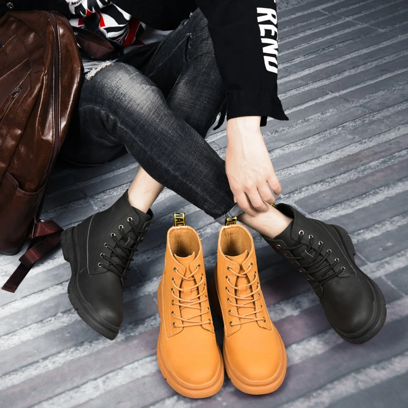 Мужские ботильоны из натуральной кожи повседневная Уличная обувь теплые