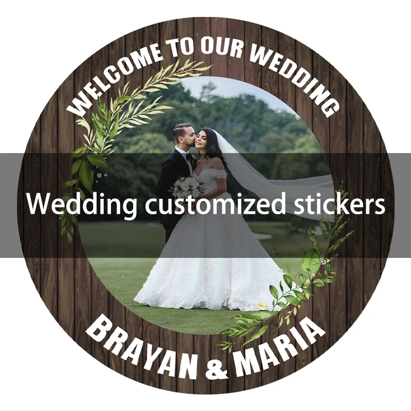 Свадебные наклейки на заказ 6 см круглые для праздничных сумок