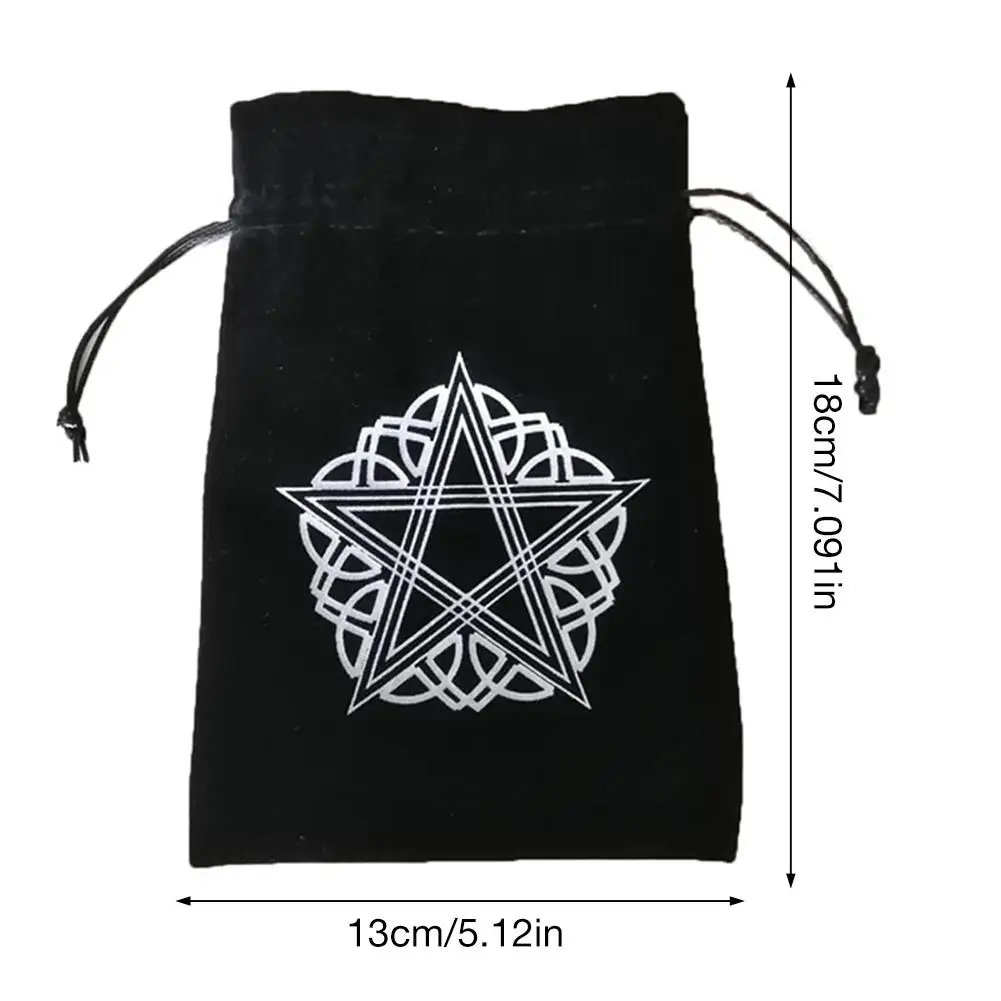 

13x18cm Thick Velvet Pentagram Tarot Storage Bag Protective Card Board Game Embroidery Drawstring Bag Entertainment Supplies
