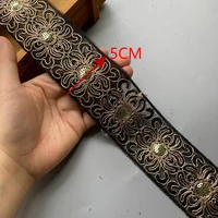 1 yard lace trims ribbon floral sequin ethnic embroidered for bridal sewing material dress hat decoration guipure supplies hot