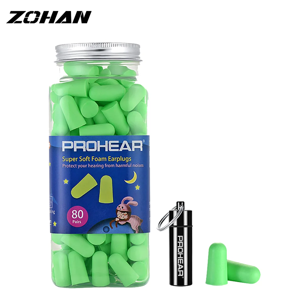 

ZOHAN 80 Pairs Foam Ear Plugs Noise reusable Blocker/Filter soundproof earmuffs for sleeping earplugs silicone Carrying Case