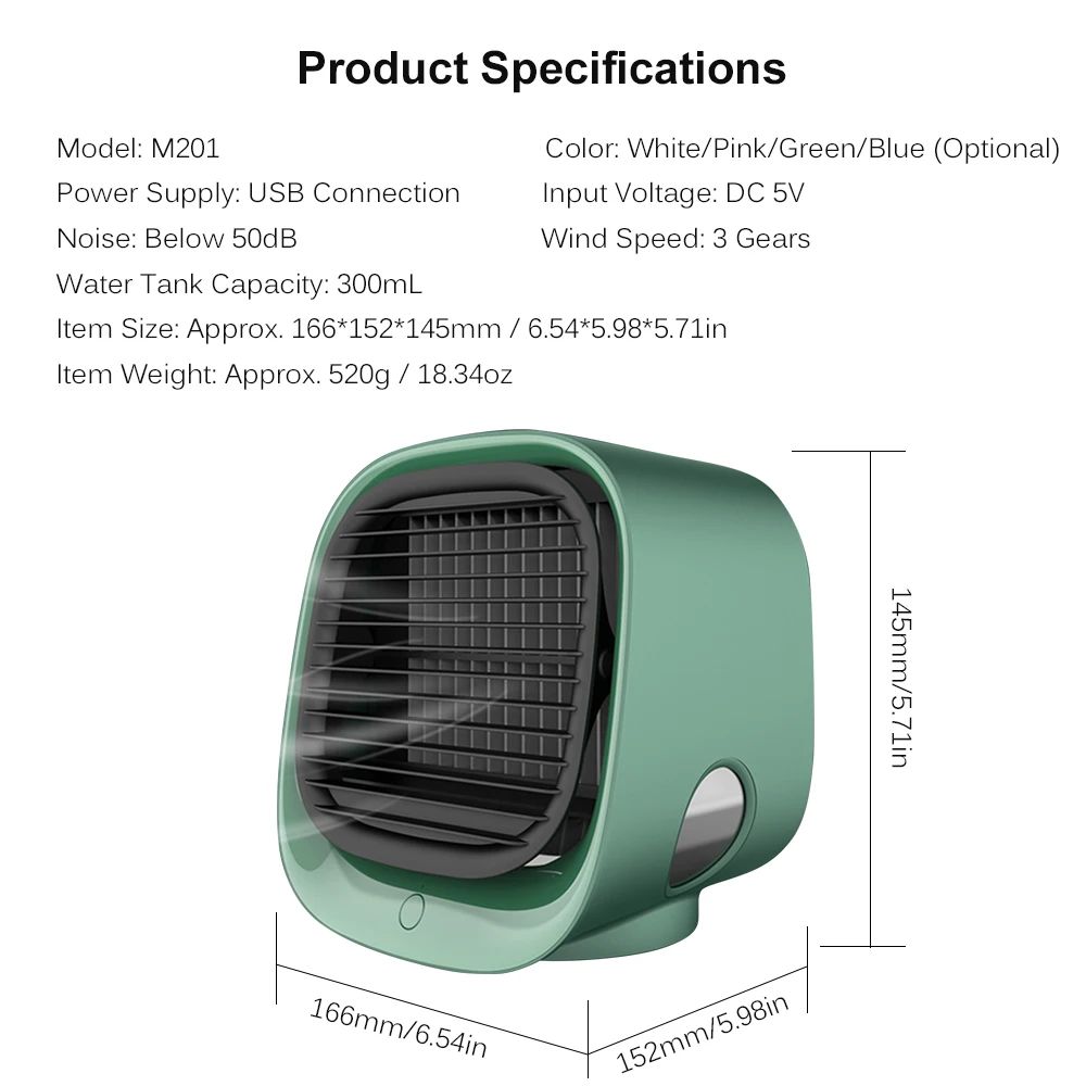 

Mini Desktop Air Conditioner Anionic Air Cooler Fan Air Purification Humidification Mini Cooling Fan USB Multifunctional Cooler
