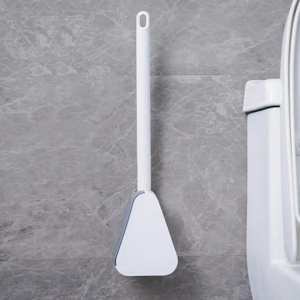 

1pcs Long Handle Toilet Cleaning Brush Automatic Golf Brush Head Triangular Silicone Brush Wall-mounted Household Cleaning Tool