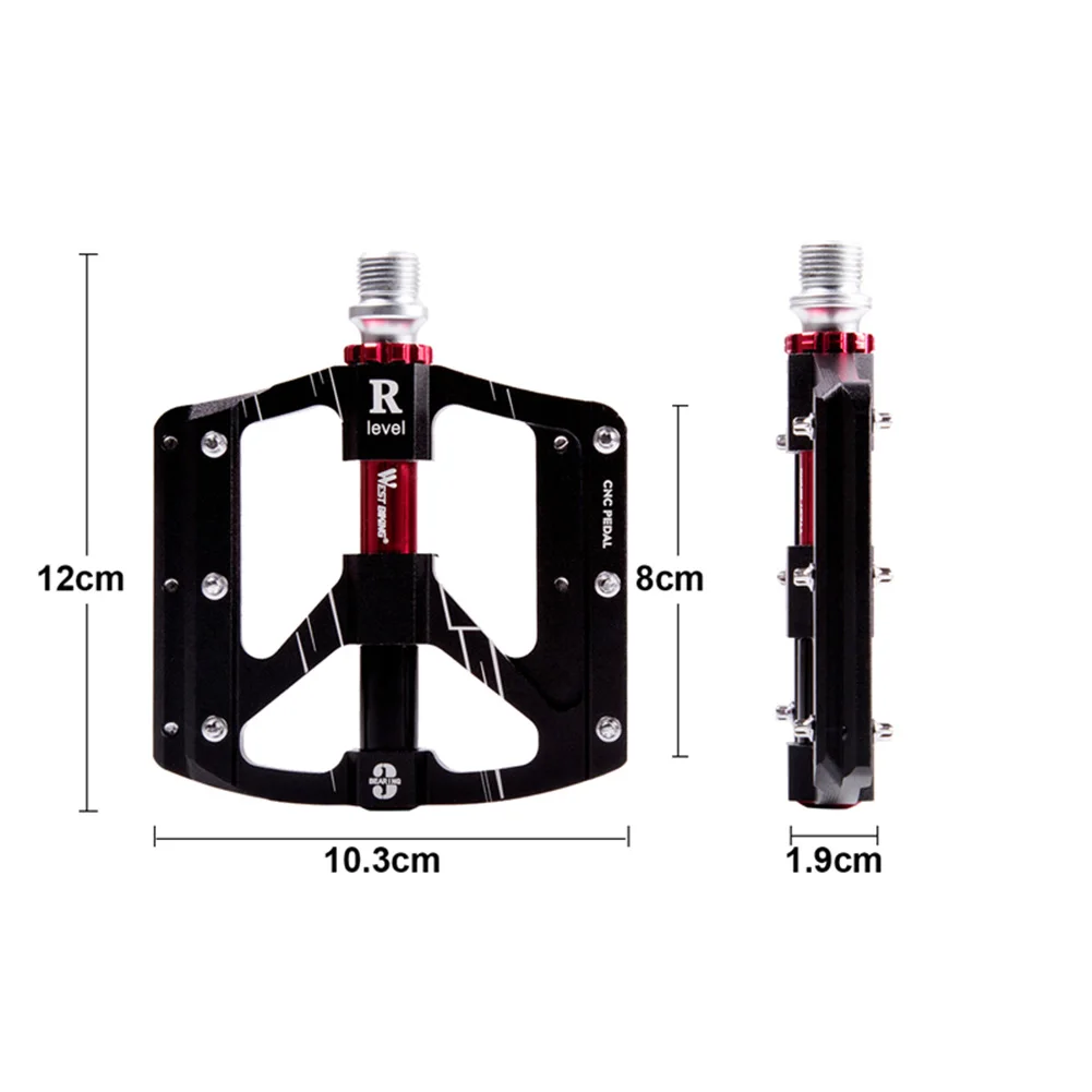 

WEST BIKING Mountain Bike Aluminium Alloy 3 Bearings Sluminum alloy Ultralight Seal Bearings Bike Pedals Flat Accessories