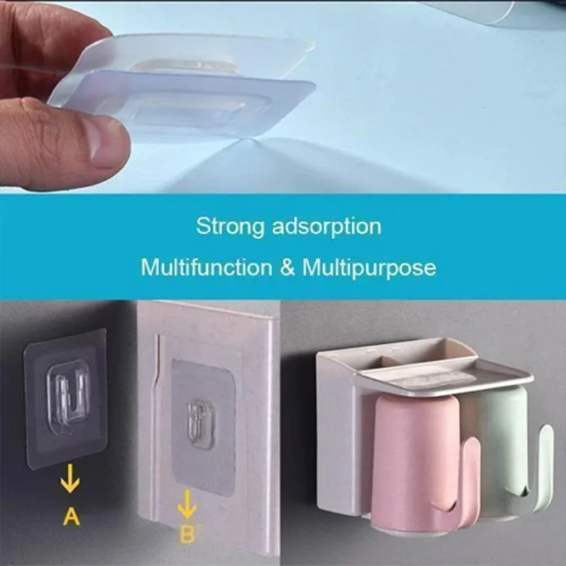 

Double-Sided Adhesive Wall Hooks Hanger Strong Transparent Hooks Suction Cup Sucker Wall Storage Holder For Kitchen Bathroo
