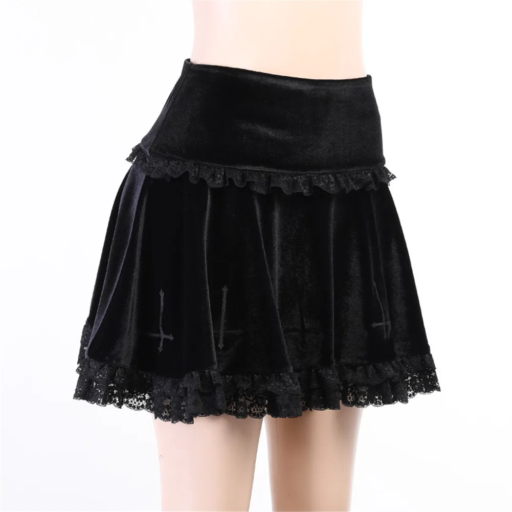 

Brand New Fashion Great Quality Lace Ruffles Edge Gothic Style Cool Cospaly Street Halloween Gift Women Girls Short Mini Skirts