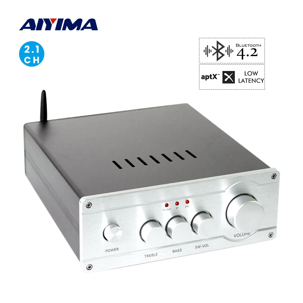 

AIYIMA Bluetooth Power Amplifier 2SA1943 2SC5200 Subwoofer Amplifiers 68Wx2+150W 2.1 Sound Amplificador With Speaker Protector