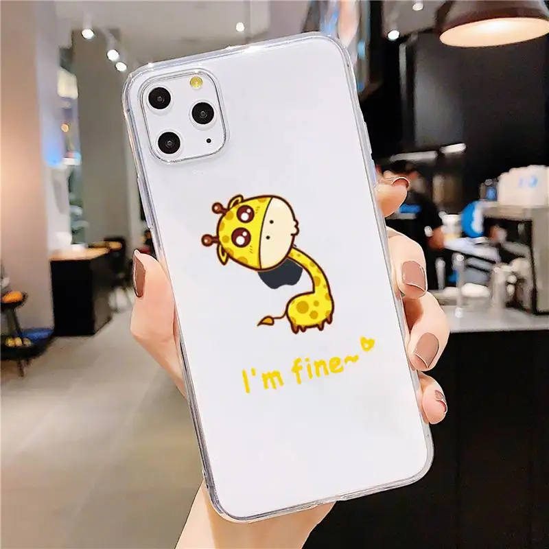 

Cute Cartoon animal Giraffe Phone Case Transparent soft For iphone 5 5s 5c se 6 6s 7 8 11 12 plus mini x xs xr pro max
