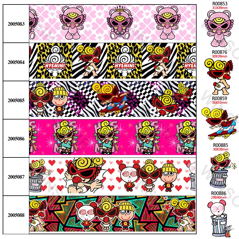 Гистереческий мини-мультипликационный персонаж 5 ярдов корсажный/атласный 30 шт.