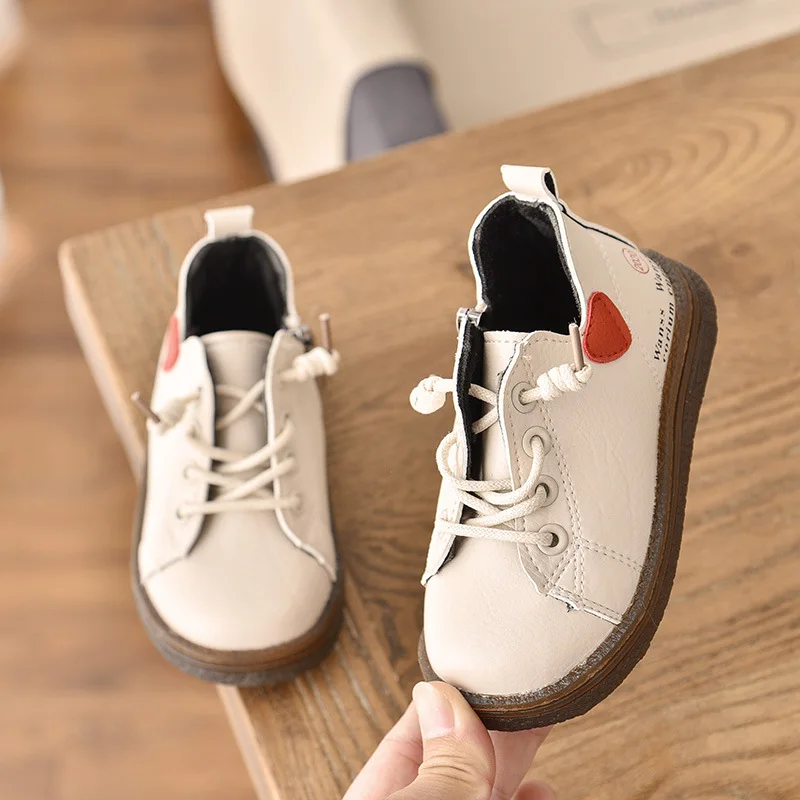 

Winter Children Leather Bare Boots Wedding Dress Shoes Girls Boys Black School Performance Casual Shoes Soft Bottom Kids Boots