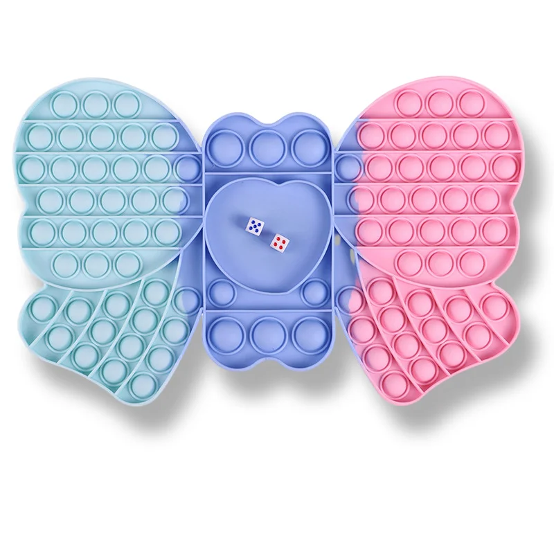 

Pop Its Large Size Bowknot Checkerboard Fidget Toys Kawaii Macron Colour Push Bubble Simple Dimple Decompression Sensory Gifts